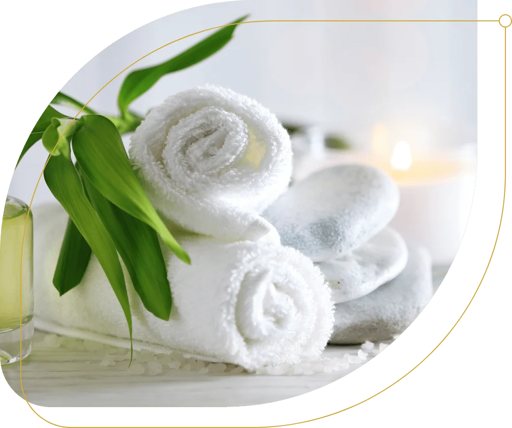 Zen Aesthetics Spa interior towels plant stones