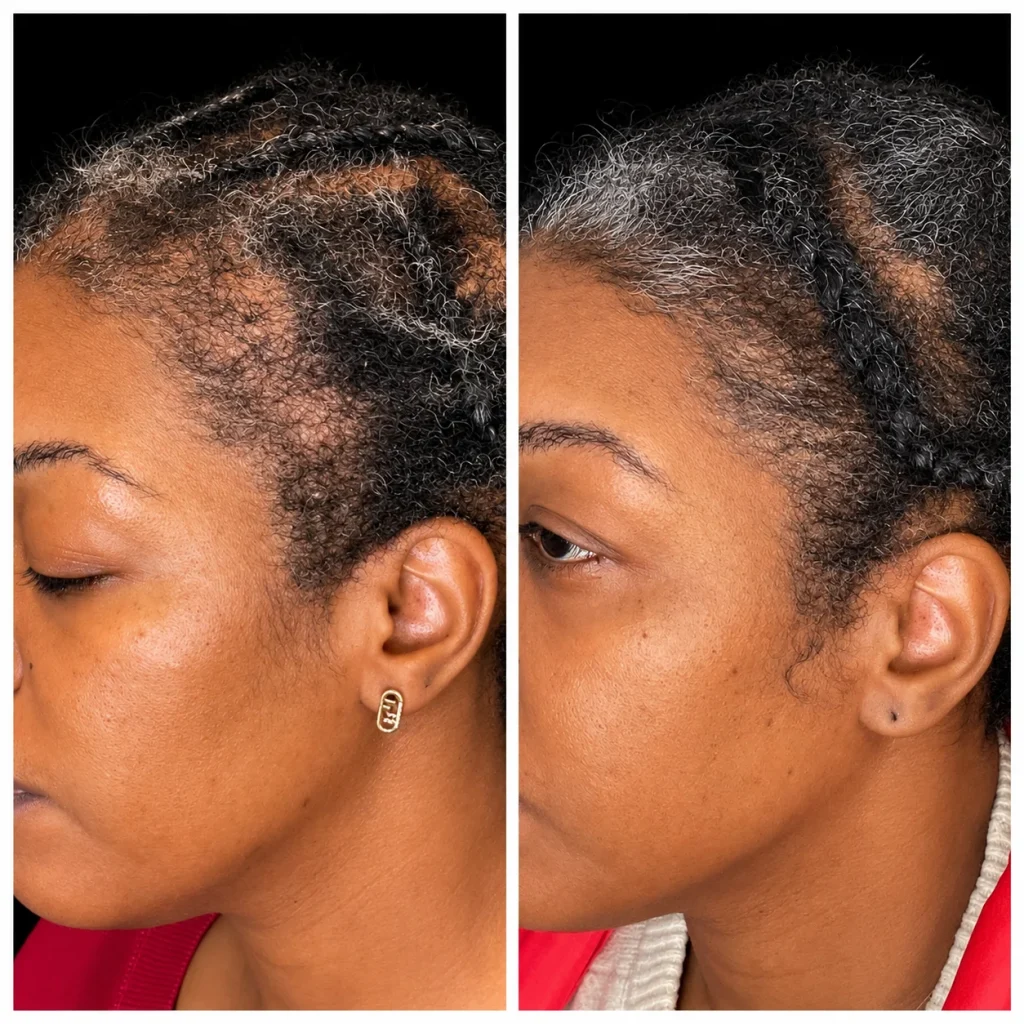 PRFM hair restoration before and after, result 6, at Zen Aesthetics Spa in Morristown, NJ