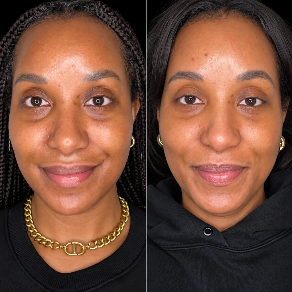 Under-eye restoration before and after, result 1, at Zen Aesthetics Spa in Morristown, NJ