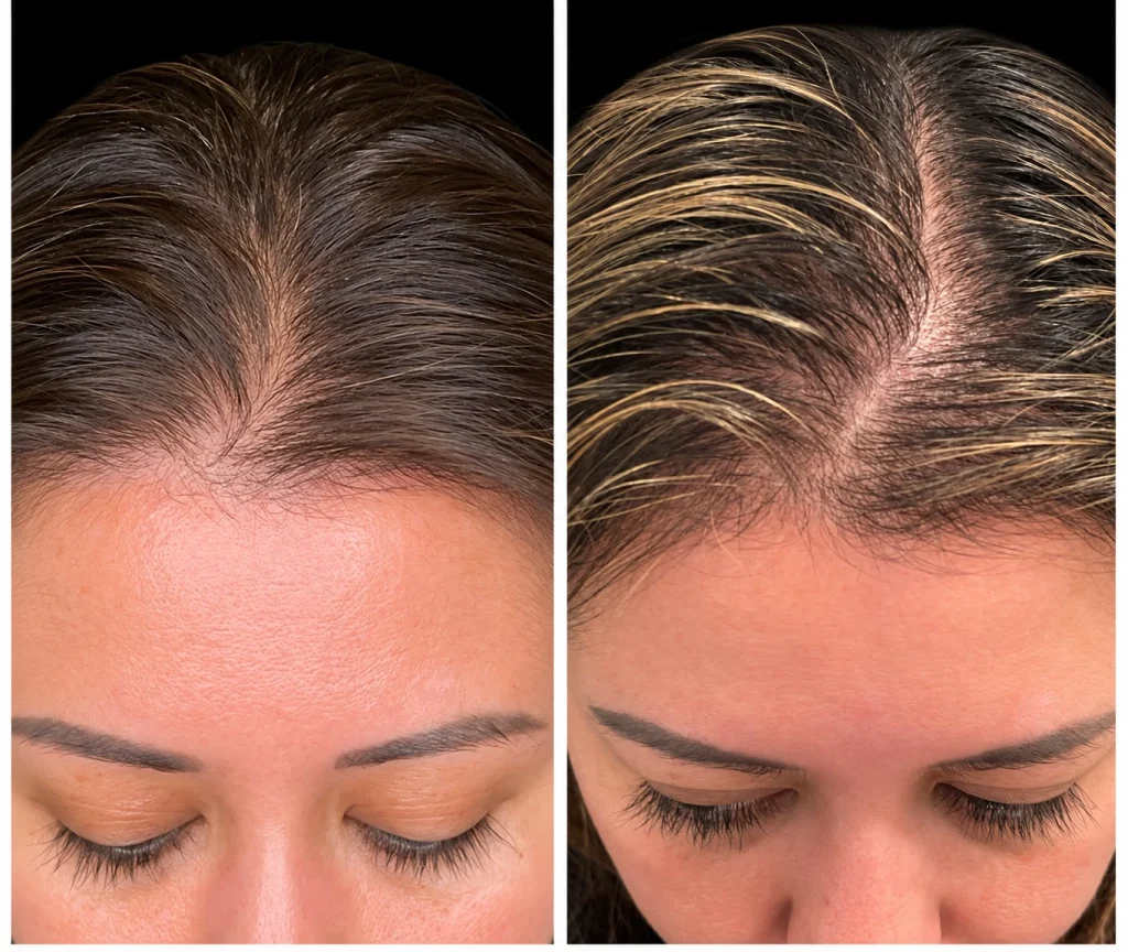 PRFM hair restoration before and after, result 2, at Zen Aesthetics Spa in Morristown, NJ