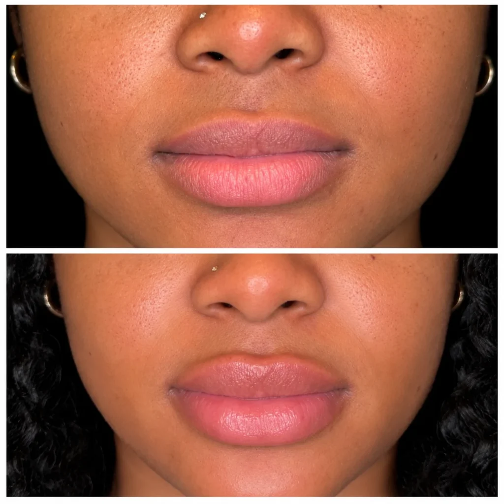Lip filler before and after, result 2, at Zen Aesthetics Spa in Morristown, NJ