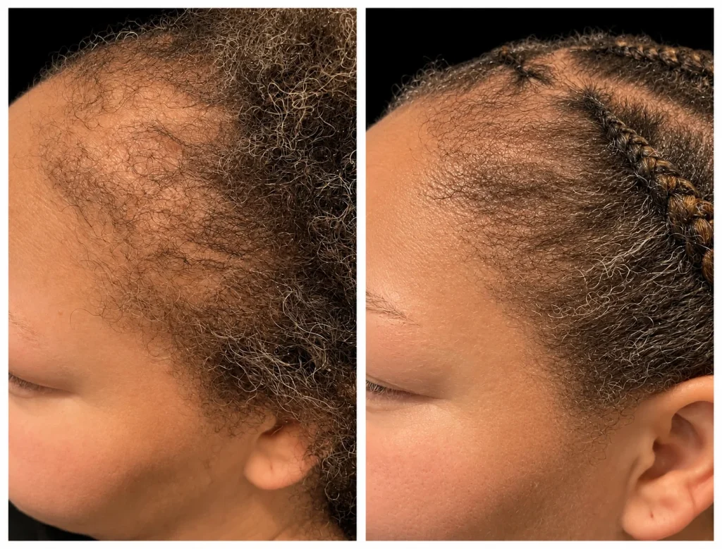 PRFM hair restoration before and after, result 8, at Zen Aesthetics Spa in Morristown, NJ