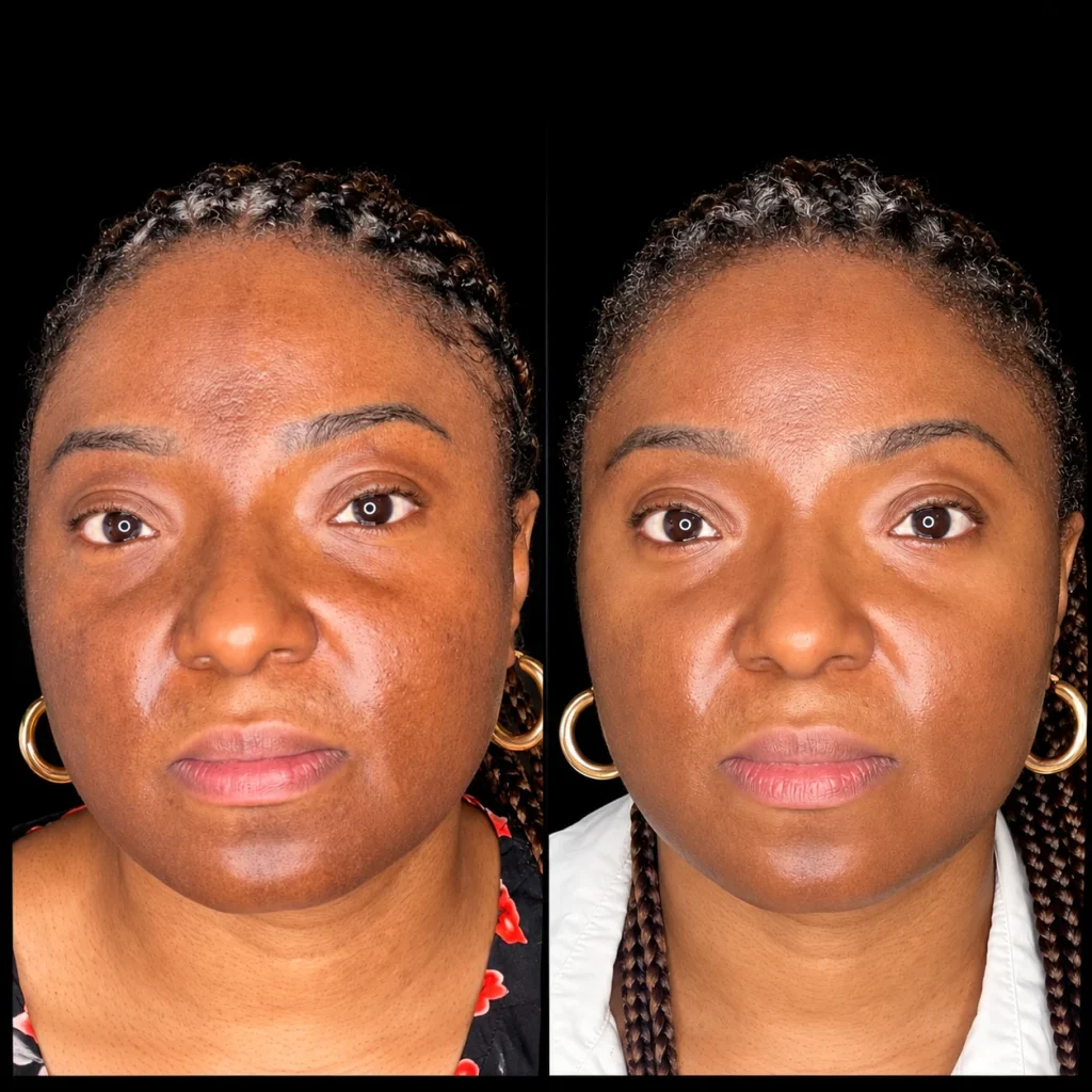 Laser facial before and after for hyperpigmentation and rosacea, result 19, at Zen Aesthetics Spa in Morristown, NJ